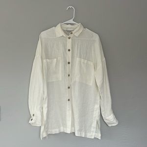 Linen fox white button down